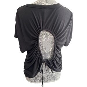 Old Navy Active Go-Dry Ultralite Black Ribbed Open Back Tie T-Shirt 2X